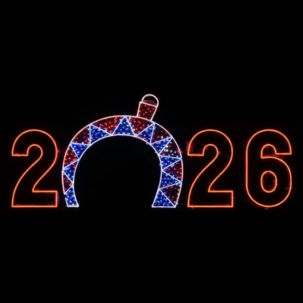 Световая фигура 2026 арка "Калейдоскоп" красный неон