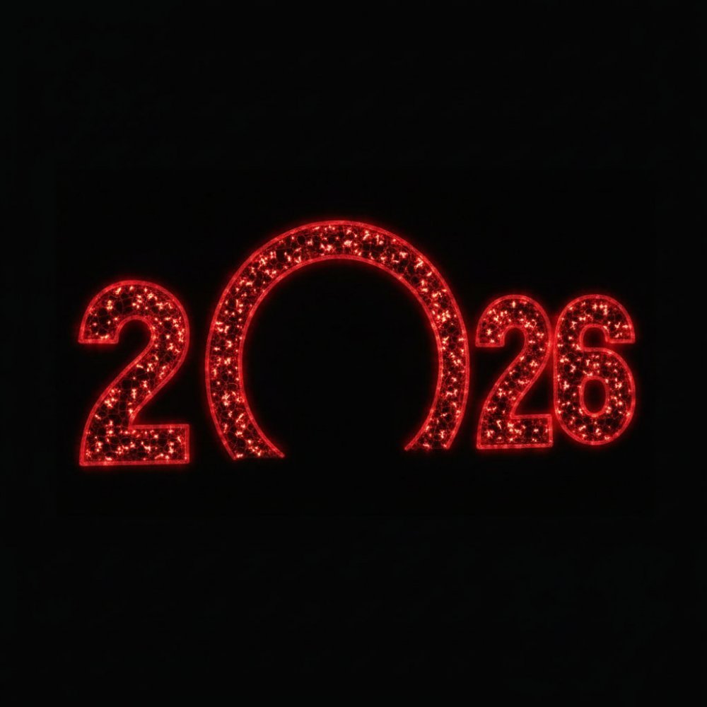 Световая арка "Цифры 2026 год" Красная дюралайт