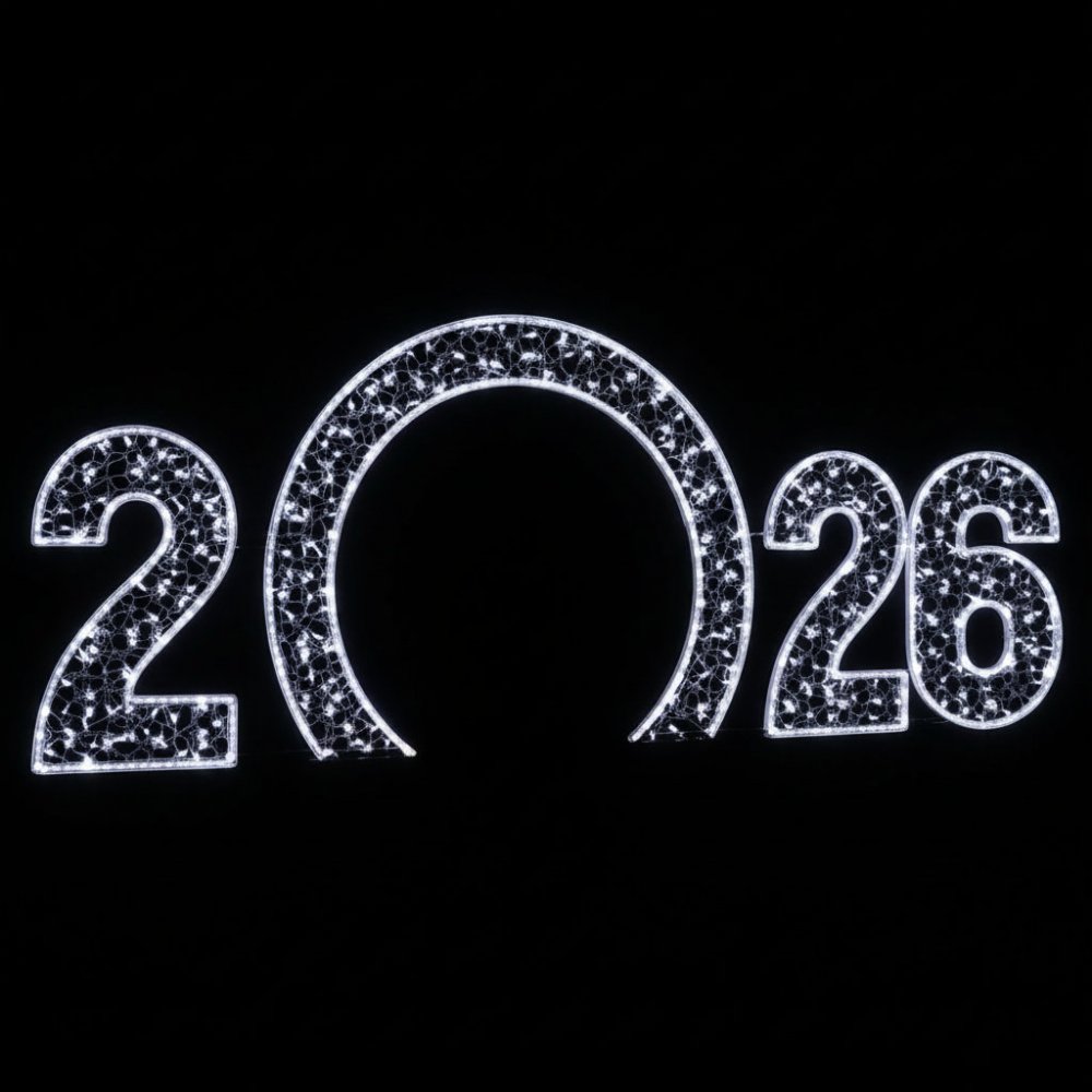 Световая арка "Цифры 2026 год" Белая дюралайт